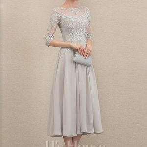 JJs House Elegant Gray Lace Wedding Dress